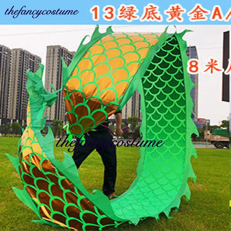 6M Golden Dragon Dance Ribbon Plus Head Mascot Costume Adult Child Cartoon Game Party Props Performance Carnival Festival