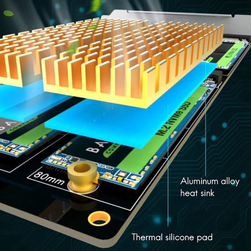 Imagem -05 - Maiwo-cartão Adaptador de Unidade de Estado Sólido Kcssd10 Pcie X16 Protocolo M.2 Nvme Portas Mkey Ssd Array Cooling