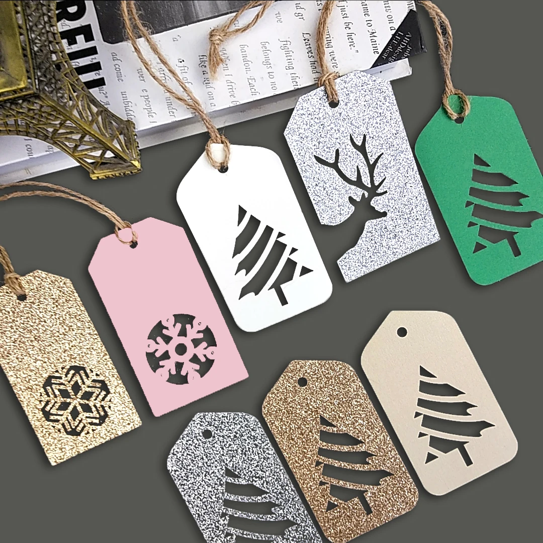 Wesołych świąt DIY zawieszki z papieru siarczanowego etykiety pakowanie prezentów przywieszki papierowe święty mikołaj jelenie papierowych kartek świąteczne przyjęcie noworoczne