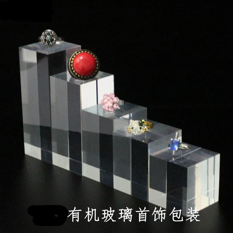 4X4cm Clear Acrylic Plastic BLOCK Cosmetics Base Crystal Box Booth Plexiglass Floor Jewelry Display Stand