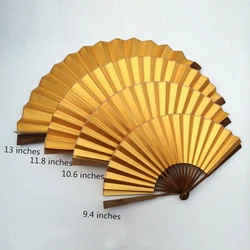 DIY Xuan Paper Gold Decoration Fan with Bamboo Ribs Chinese Folding Hand Fan for Arts, Calligraphy & Home Decor 9.4