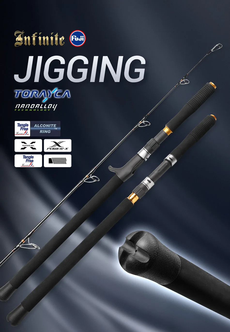 NOEBY-INFINITE Jigging-Angelruten, 1-teilige Fuji-Führung, MH-Köder, geeignet für Blackfin-Thunfisch, Angelrute, 1,68 m, 1,83 m, 120–500 g – Detail 2