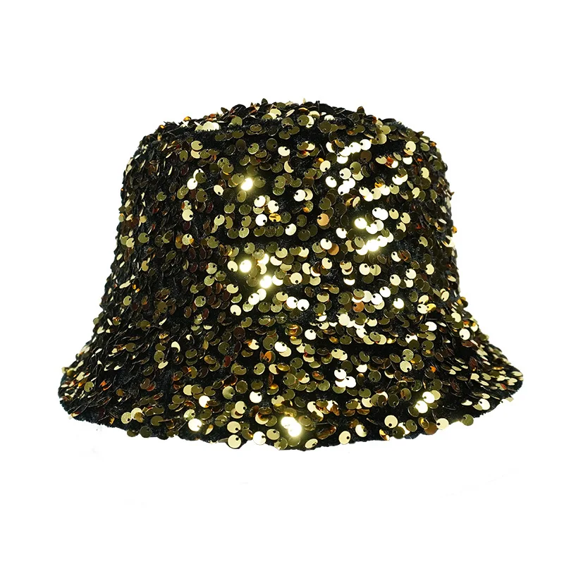 2021 New Man Woman Glitter Sequins Bucket Hat Fisherman Hat Folded Windproof Panama Hats Female