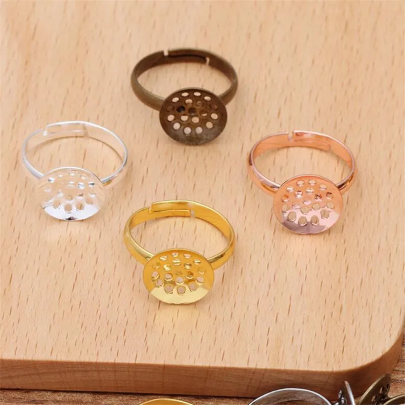 

10pcs/lot 12mm Blank Ring Settings Cabochon Bases Bezel Tray Fit 12mm Cabochon Cameo DIY Finger Rings Findings