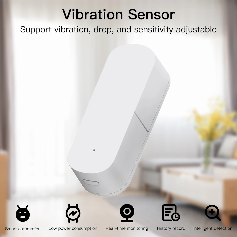 FUNSHION Zigbee Smart Vibration Sensor Detection,Tuya Smart Life APP Notification,Real-Time Motion Shock Alarm,History Record