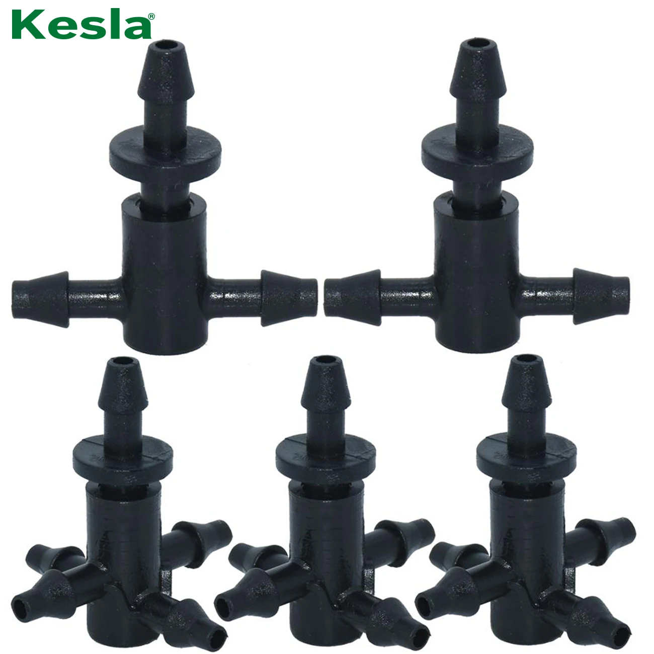 KESLA 20PCS Barbed 3/5mm Hose Straight Quick Connector Drip Irrigation Garden w/ 2-Way 4-Way Hose Splitter Joint Cross Connector