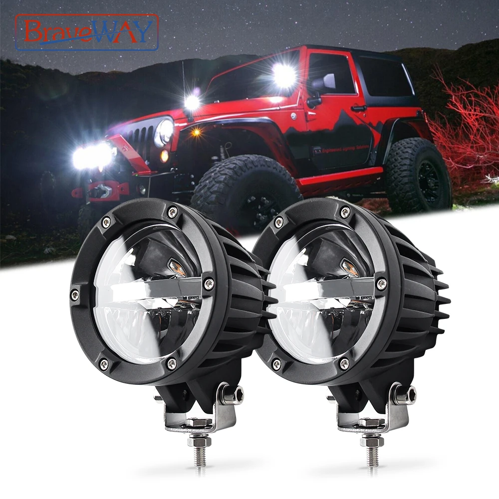 

BraveWay Super Bright Round Car Headlight 4 Inch Led Work Light 3000k Motorcycle Head Light Hi/Lo Offroad Truck Flood Spot