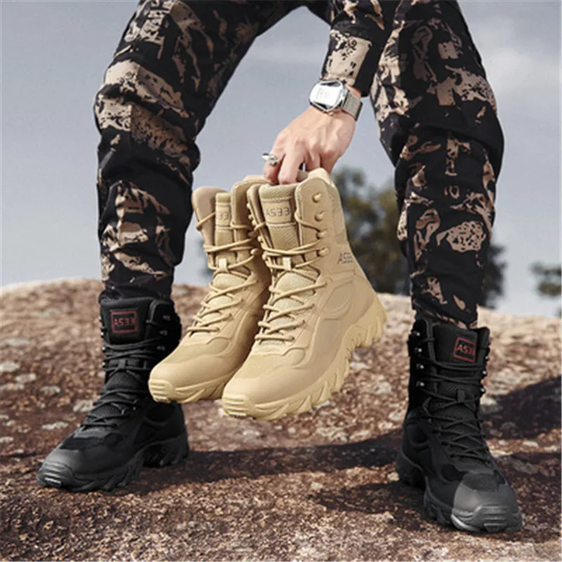 A533 Men 39 Eu Desert Sand Ankle Round Toe Lace Up Military Hiking Tactical Boot Breathable Military Boots,High Lightweight Tactical Boots  main image 4
