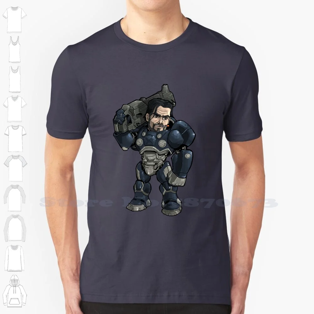 Chibi Raynor 100% bawełniana koszulka Rts żołnierz 2 Terran Videogames Zerg Jim Raynor Novanim