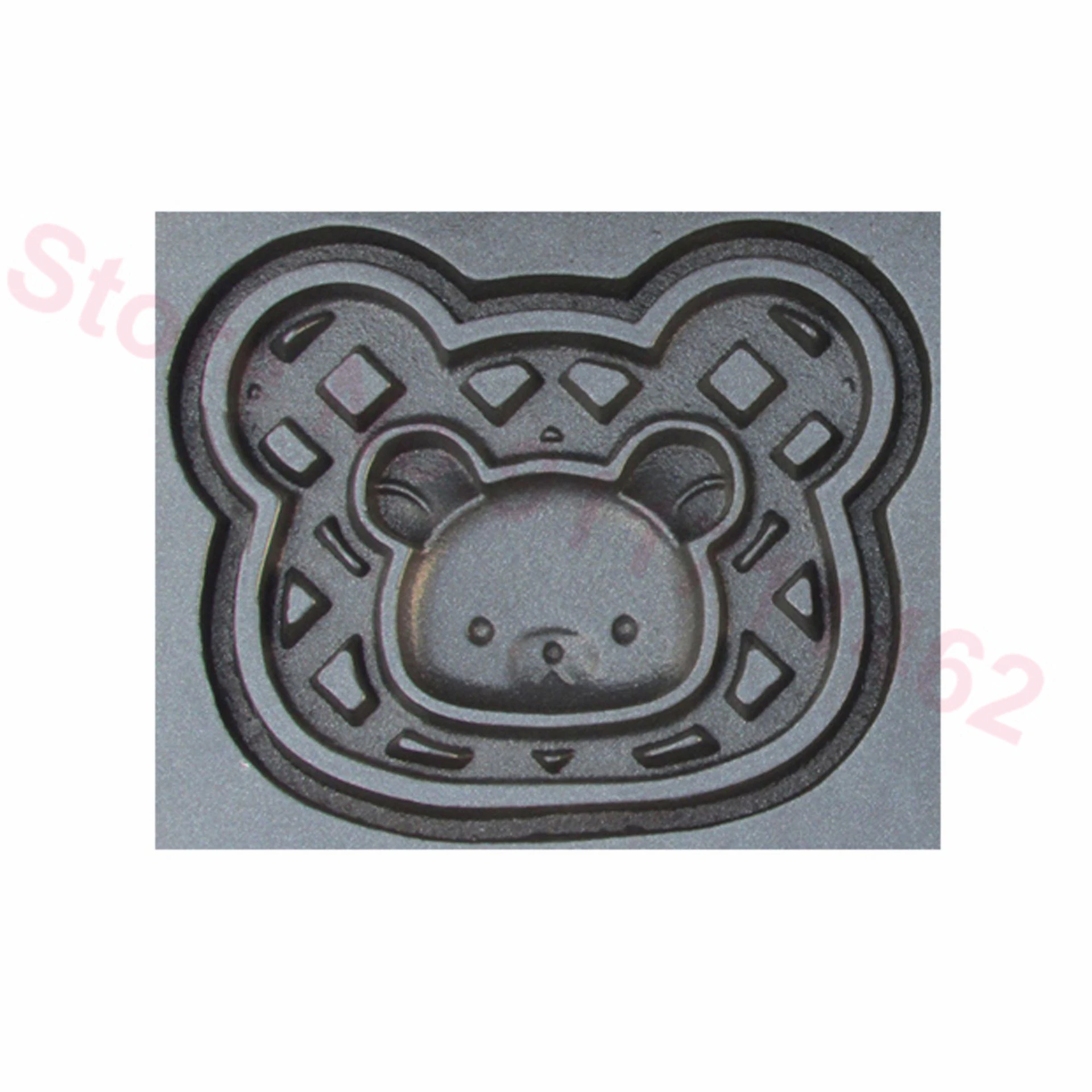 Máquina para hacer gofres eléctrica con forma de dibujos animados, plancha para gofres con forma de oso bonito, 2 uds./placa