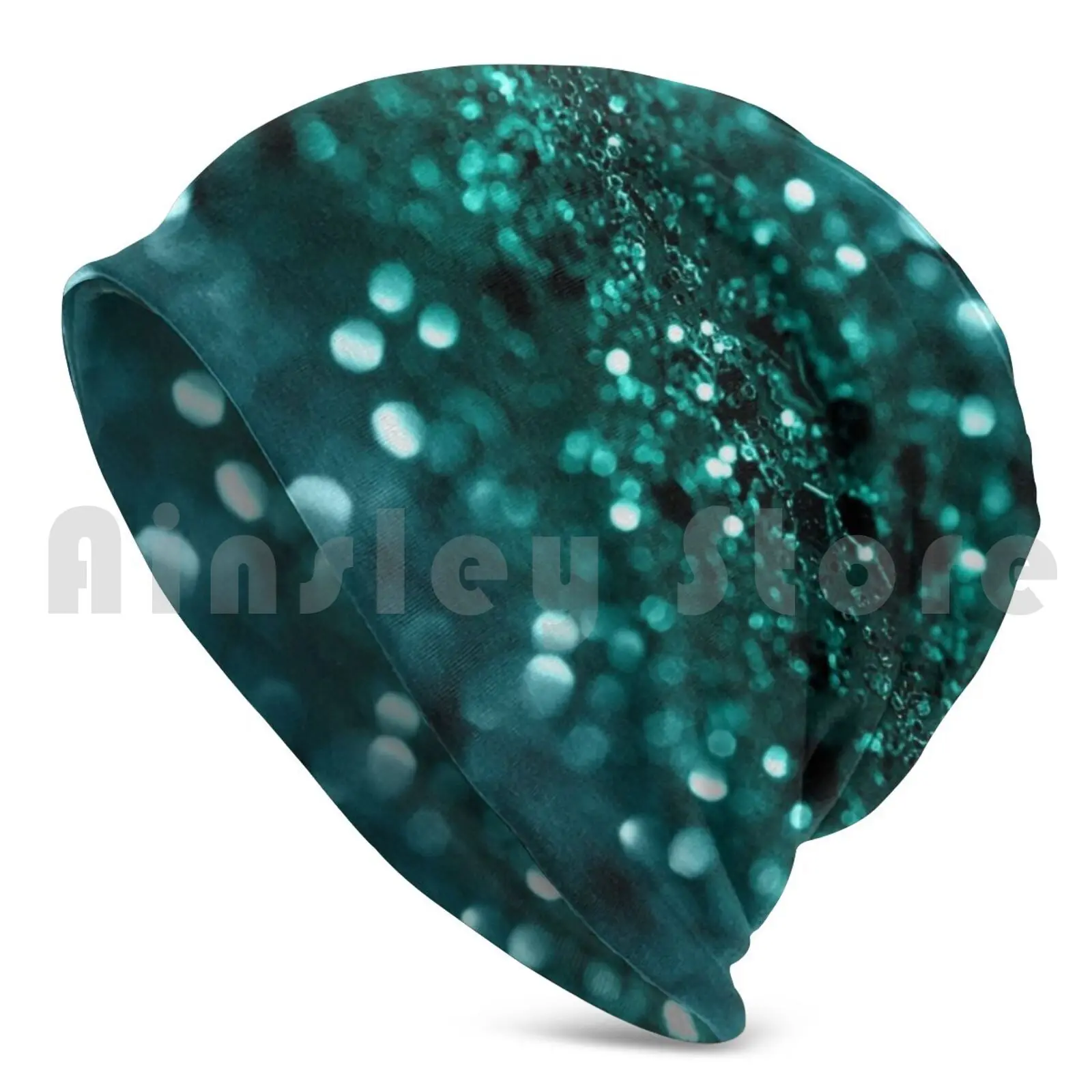 Sparkling Ocean Glitter #1 #shiny #decor #art Beanies Knit Hat Hip Hop Color Digital Manipulation Dark Aqua Blue