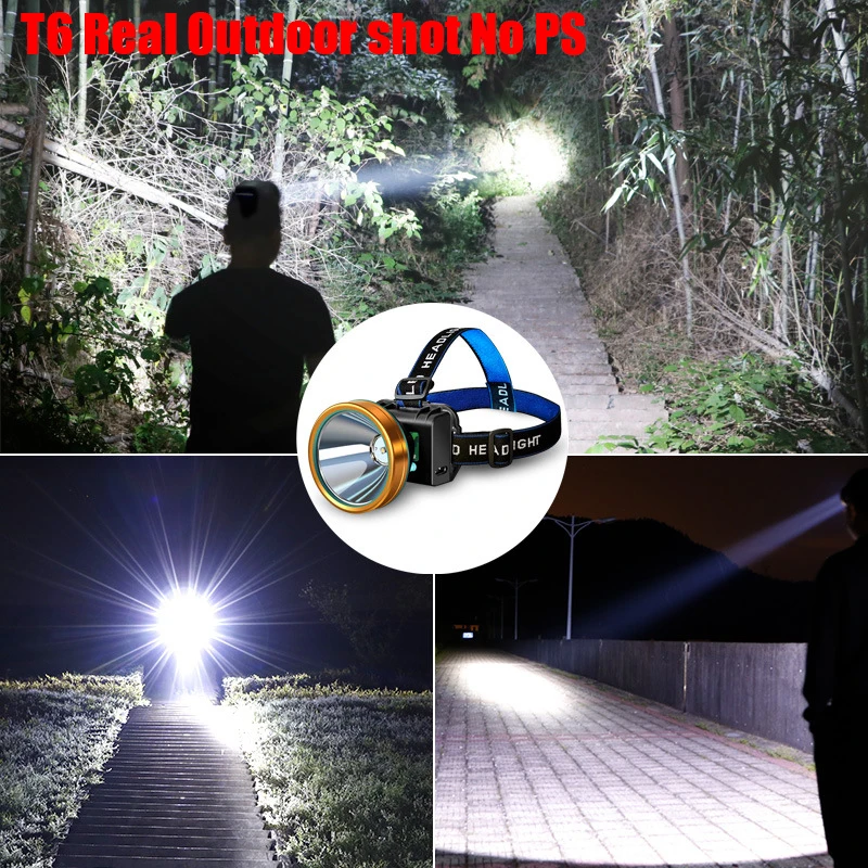 200000LM Powerful LED Headlamp High Power Headlight Rechargeable Built-in Battery USB Head Flashlight Torch For Biking Outdoor