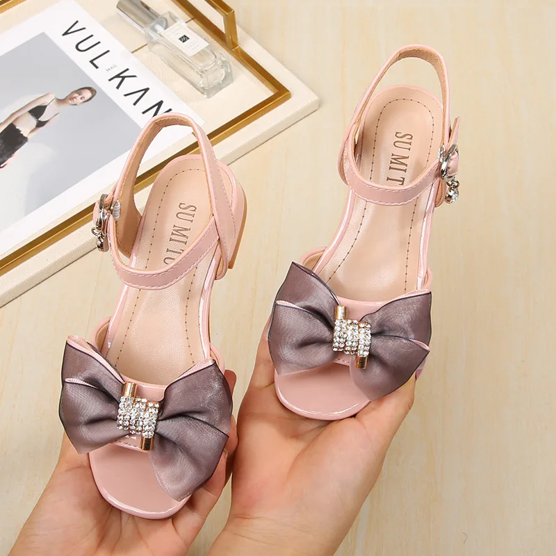 Children'S Beach Sandals For Girl Princess Dress Elegant Summer New Fashion Bow Wedges Shoes For Kids 2021 3 5 6 7 9 11 12 Years