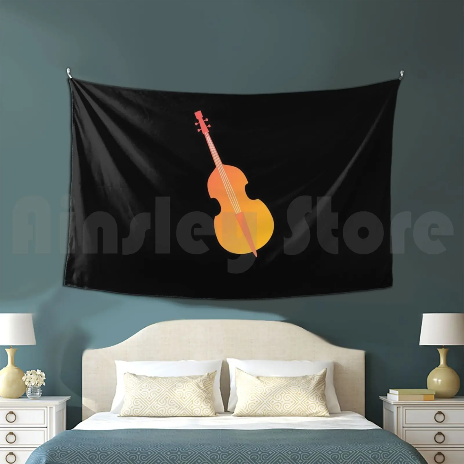 Double Bass Music Instrument Prank Contra Gift Customized Tapestry Double Bass Music Wind Instrument