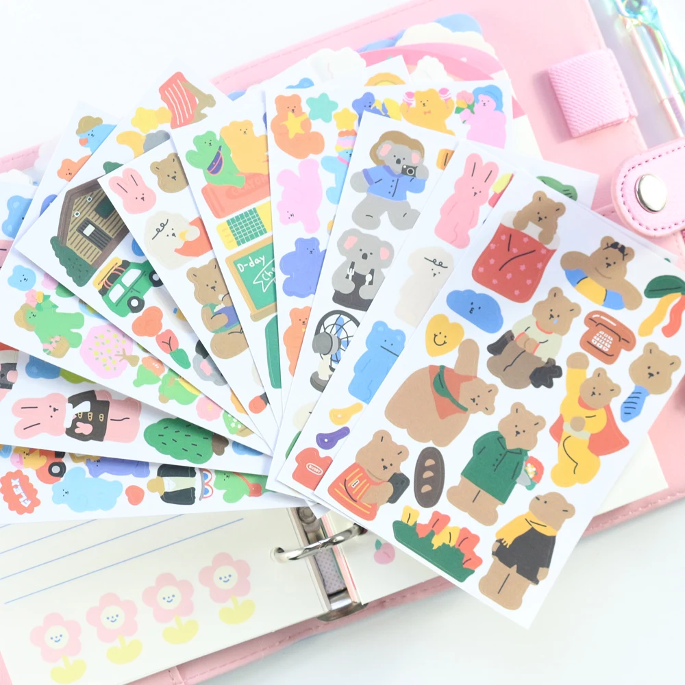 Domikee New cute candy Korean cartoon animal DIY diary planner stickers school student journal decorative sticker stationery