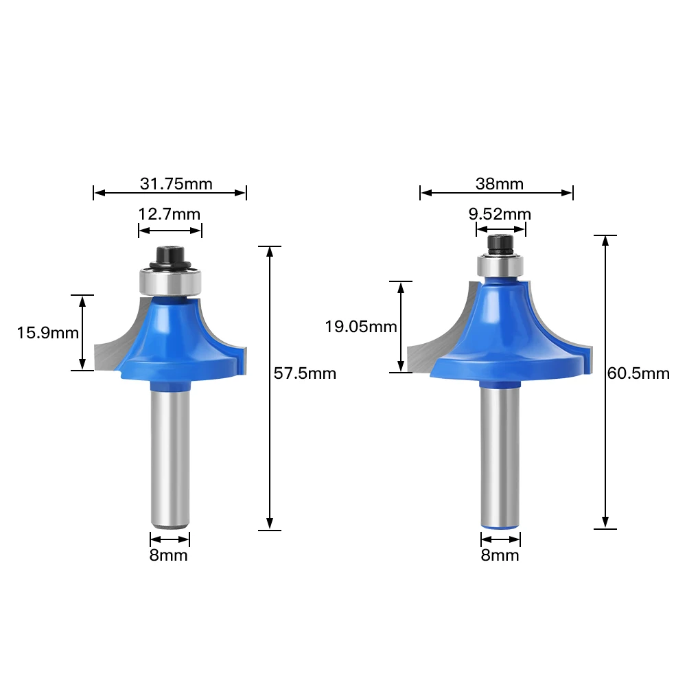 1pcsBit Round Over Edge Forming Router Bit Set - 8\