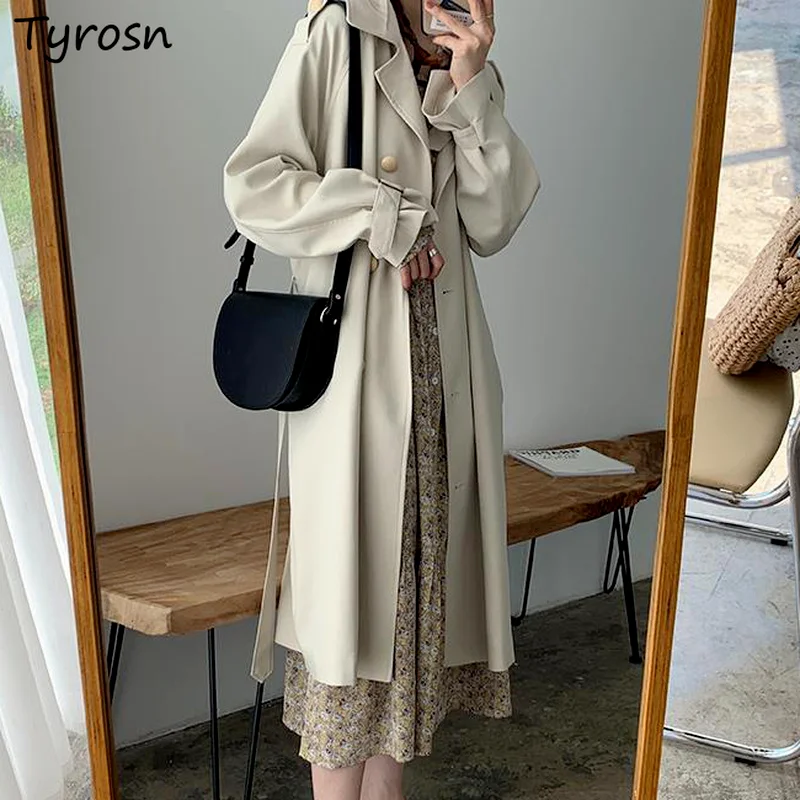 

Long Trench Women Elegant Outerwear Loose Windbreaker All-match Spring Harajuku Korean Fashion Chic Vintage Streetwear Simple