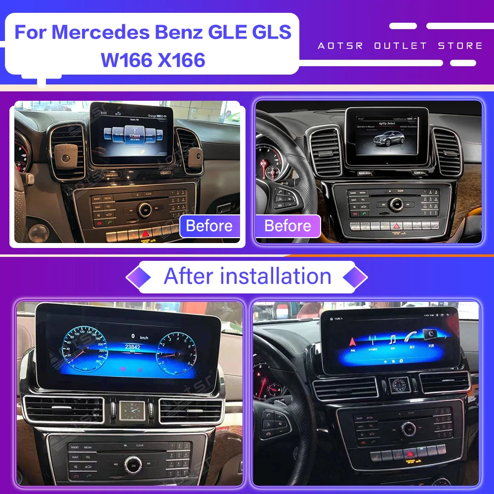 For Mercedes Benz GLE GLS W166 X166 Android Radio Tape Recorder Car Multimedia Player Stereo Head Unit Map GPS Navigation Audio