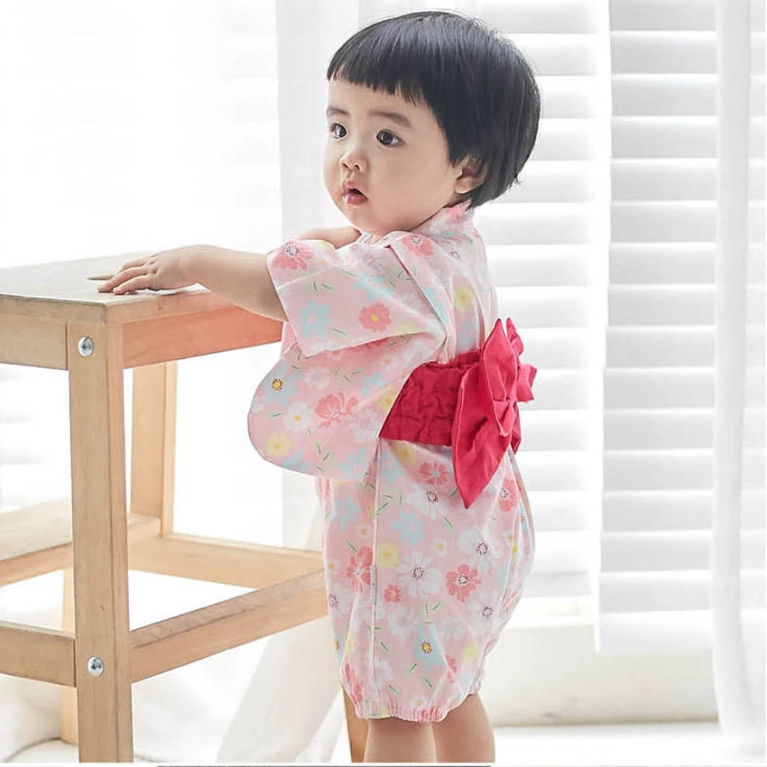 Kimono Japanese Style Children 2022 Baby Girl Boy Cartoon Infant Rompers Sakura Samurai Cosplay Costume Jump Suit Kids Pajamas