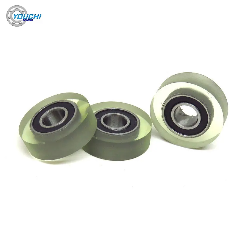 

5pcs OD 18 mm PU Coated Roller With 605RS Bearing PU60518-5 ID 5 mm Polyurethane Covered Rubber Currency Counter Wheel