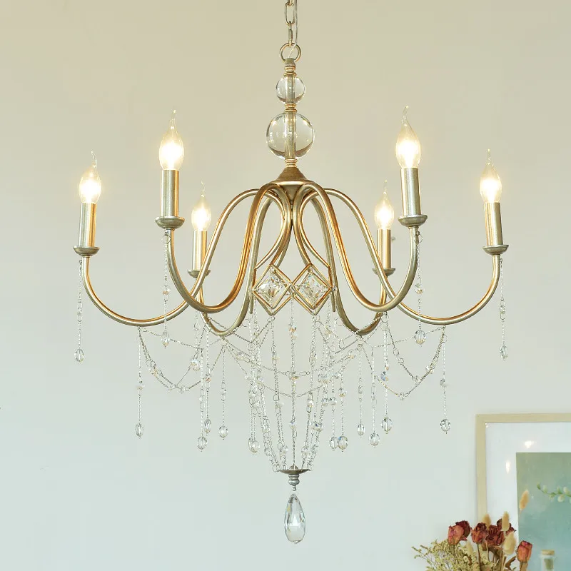 

French luxury chandelier European romantic candle crystal lamp living room bedroom fashion restaurant simple Chandelier