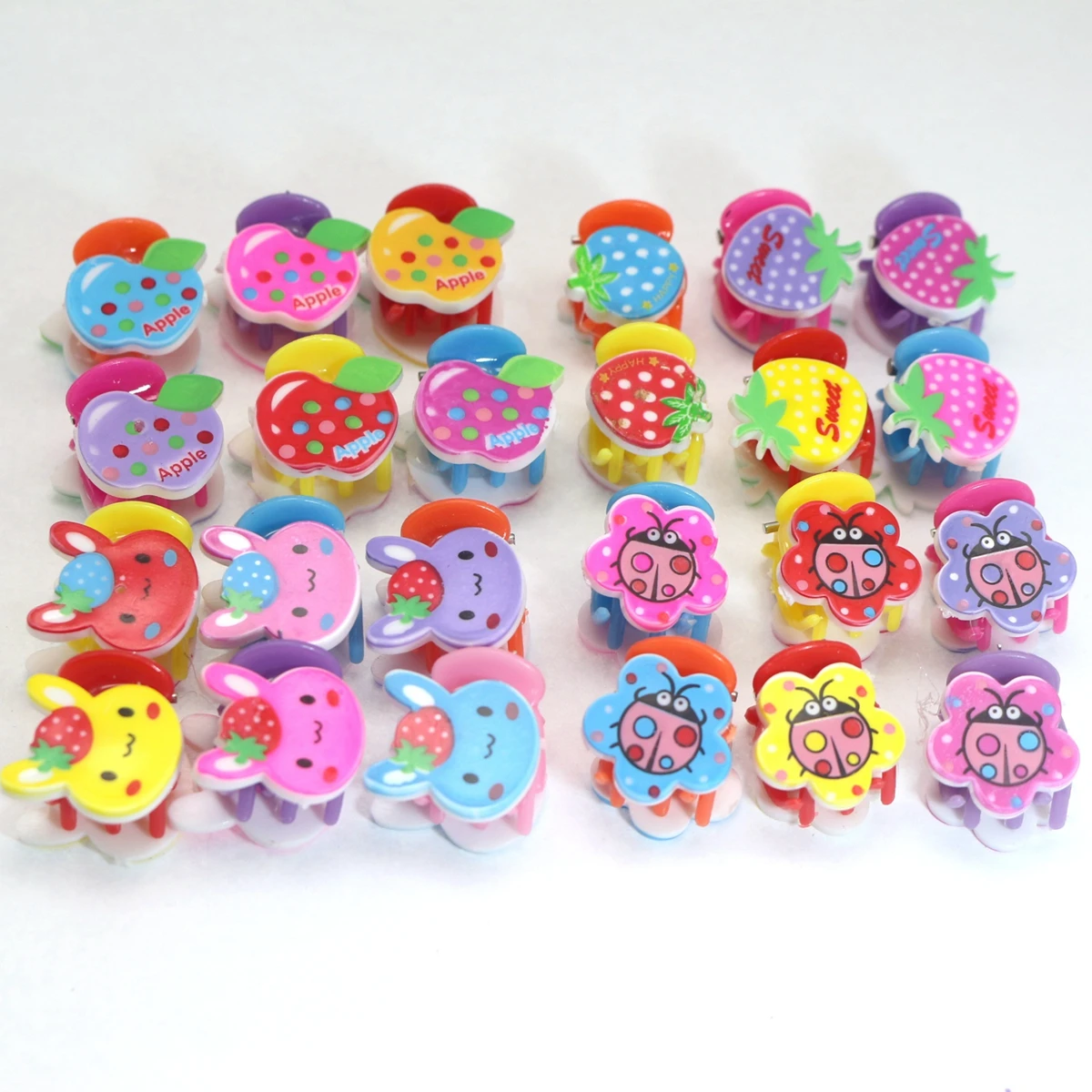 24 Assorted Cute Plastic Mini Cartoon Hair Claw Clamps Small Hair Clips