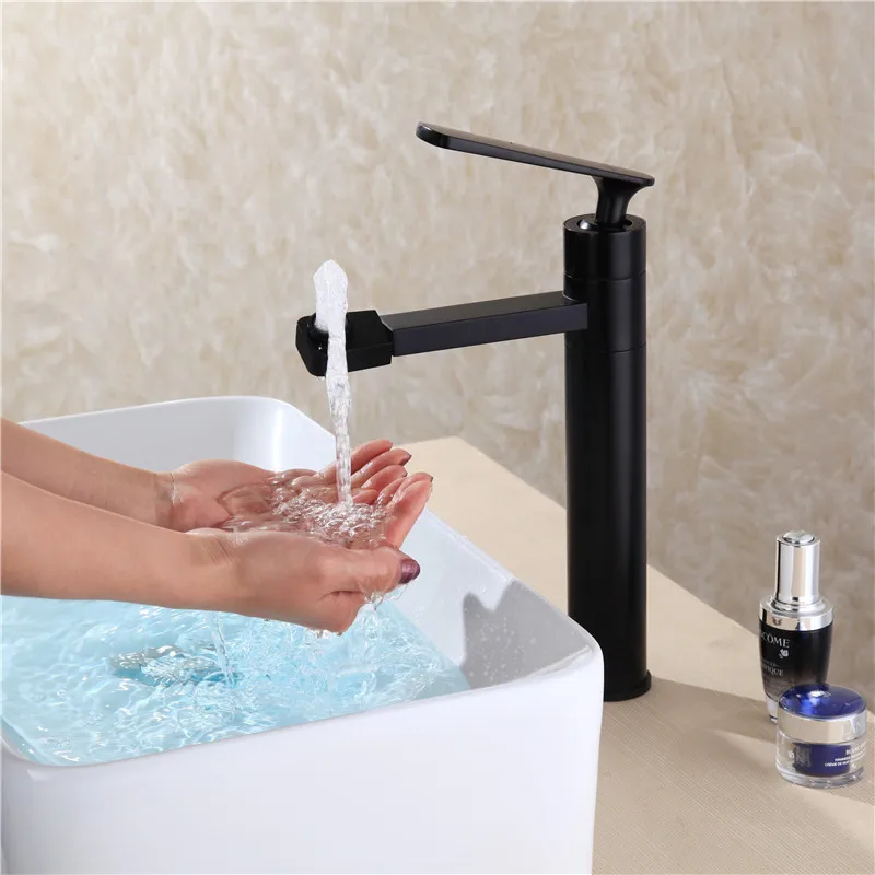 

Nordic Style Copper Alloy Basin Faucet Bathroom Black and White Paint Hot and Cold Mixing Water Rotatable Nozzle Basin Faucet