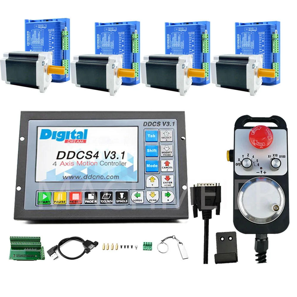 CNC controller ddcsv3.13/4 axis adaptation nema34 engraving machine stepper motor 2dm860h driver 6 axis with MPG enabled