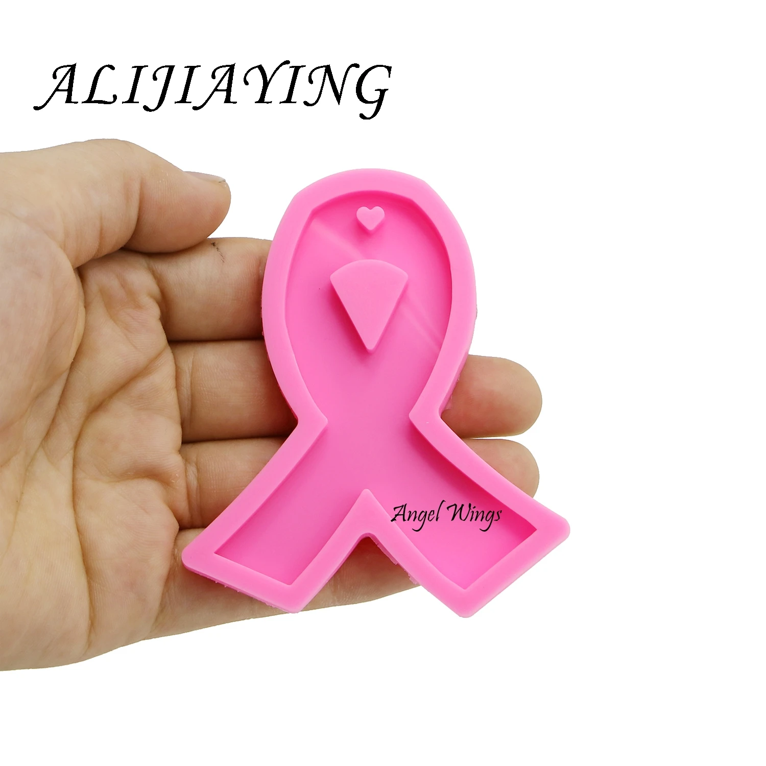 DIY Shining Cancer ribbon silicone mold Ribbon keychain mould Liquid silicone mold DIY resin molds for jewelry DY0107