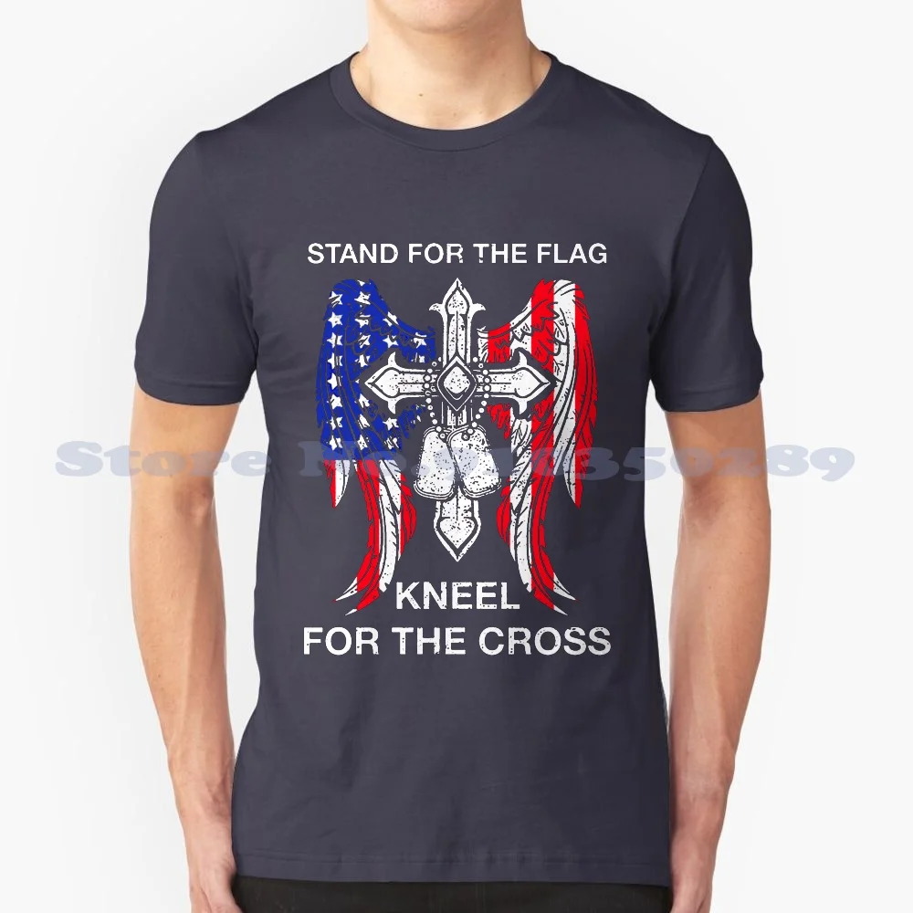 Stand For Flag , Kneel For The Cross 100% Cotton T-Shirt Stand For The Flag Boycott The The National Anthem Donald Trump Unity