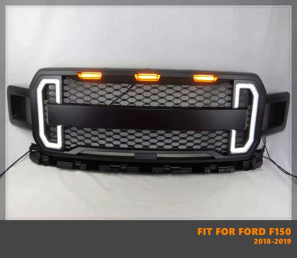 Good Quality ABS Front Middle Grill Racing Grills With LED Lights Turn Singal Lights Fit For Ford F150 2009-2014