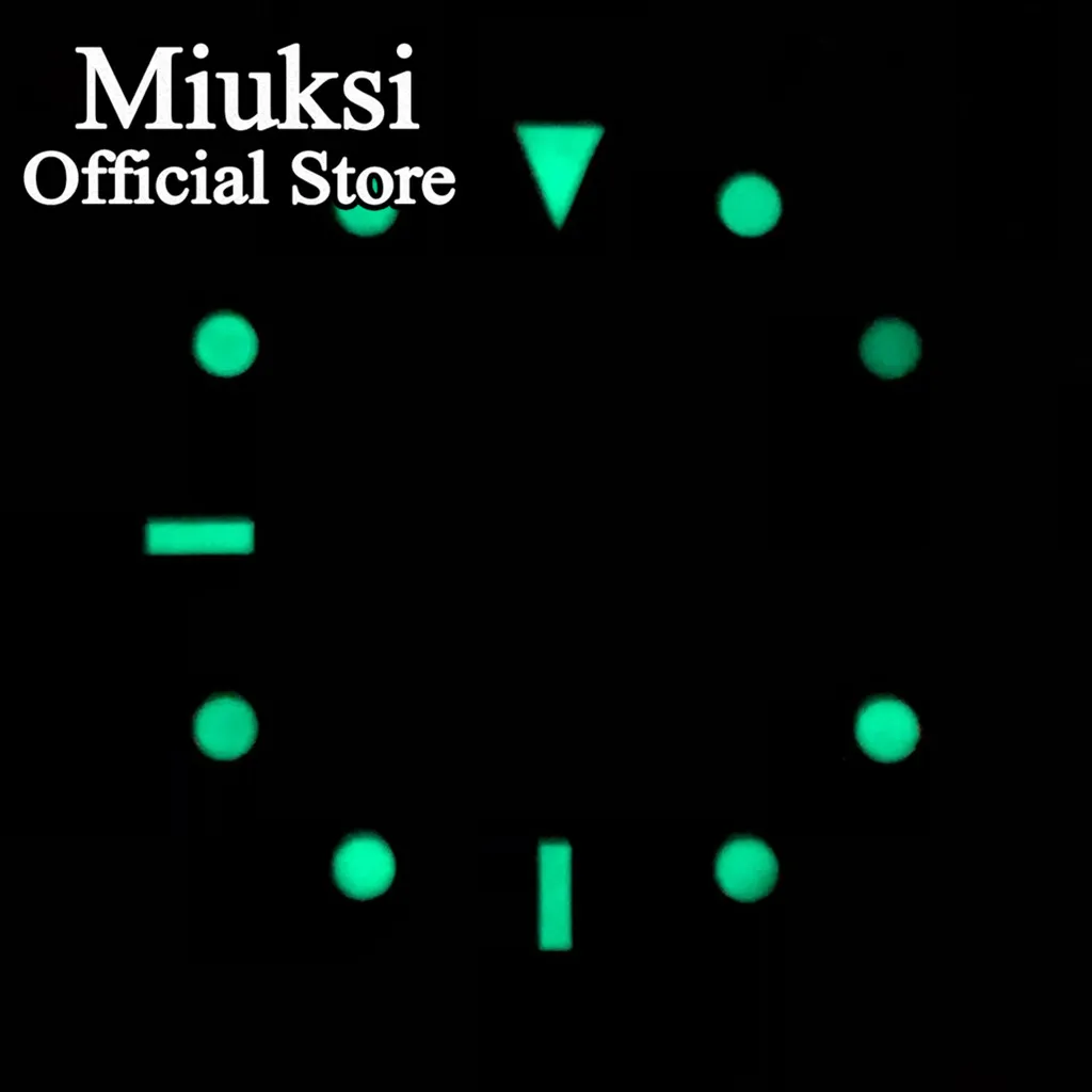 Miuksi 33.5mm black blue green watch dial luminous dial fit NH35 ETA2824 2836 Miyota 8215 Mingzhu DG2813 3804 PT5000 movement