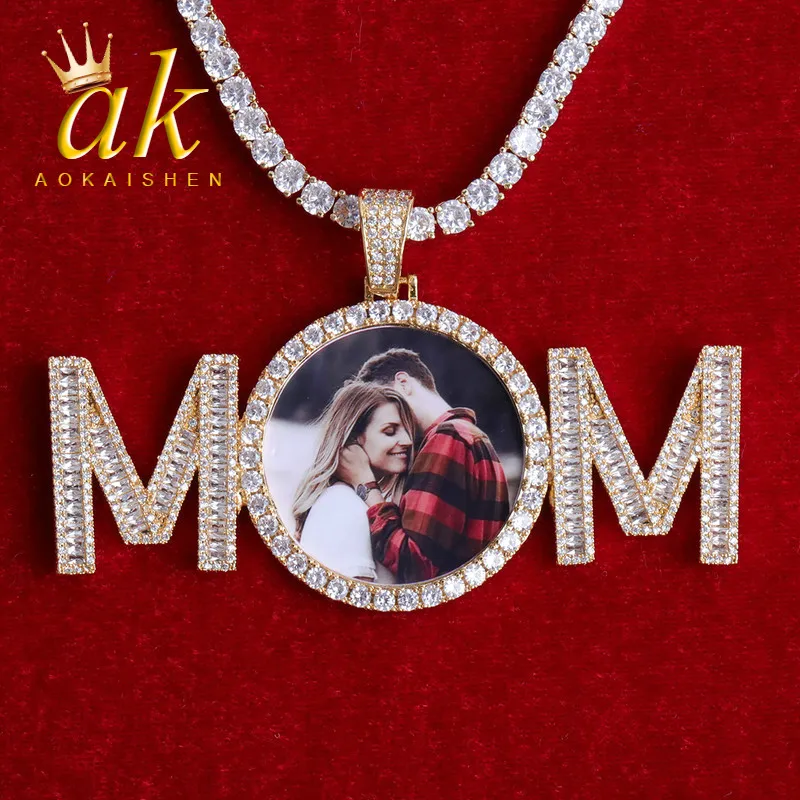 

Aokaishen Custome Name Necklace for Men Photo Medallion Picture Pendant Real Gold Plated Hip Hop Jewelry Free Shipping Items