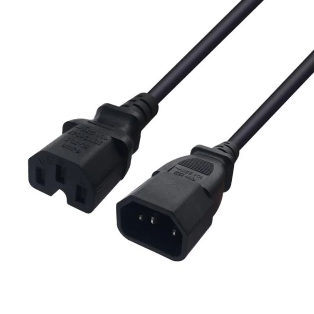 Zwarte 1.0M 2.0M 3.0M PVC Koper IEC320 C13 C14 C15 C19 C20 Verlengsnoer 10A / 16A Laadkabel