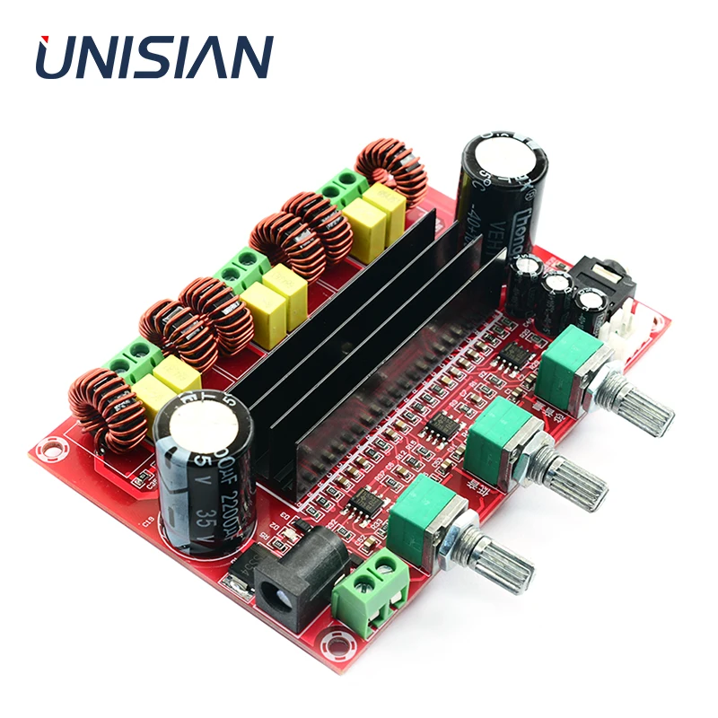 

UNISIAN TPA3116 2.1 Auido Amplifier Board Bass 1X 100W 2X80W TPA3116 2.1 Chaneel Stereo HIFI Digital Amplifiers DC12V-24V