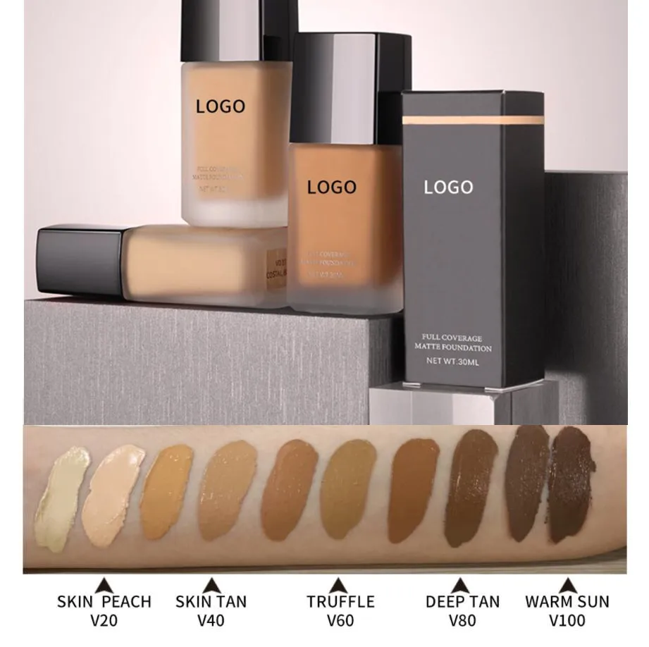 

Wholesale Full Coverage Foundation Makeup Private Label Cosmetics Face Concealer Matte Waterproof Liquid Foundation Custom Logo