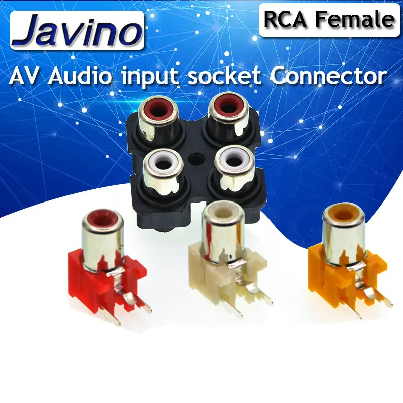 5Pcs 1/4 hole RCA Female Stereo audio Jack AV Audio input socket Connector Lotus row Amplifier Interface Signal connection