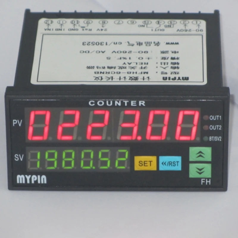 MYPIN Counter Mini Length Batch Meter 1 Preset Relay Output Count Meter Practical Length Meter 90-260V AC/DC the Hours Machine