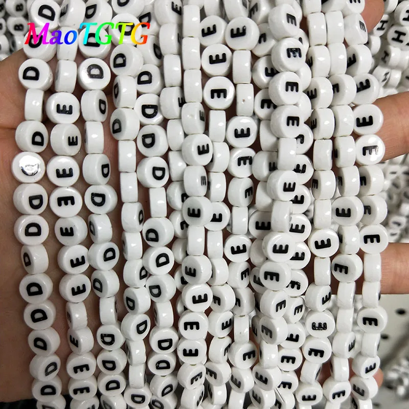 Capital Letters Ceramic Beads For Jewelry Making Necklace Bracelet 4x8mm Handmade Porcelain Ceramic Letter Beads Wholesale