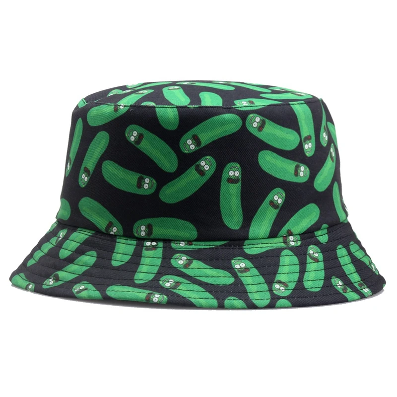 Outdoor Lightweight Polyester Cotton Fisherman Cap Printed Cucumber Unisex Summer Autumn Sun Protection Panama Bucket Hat F112