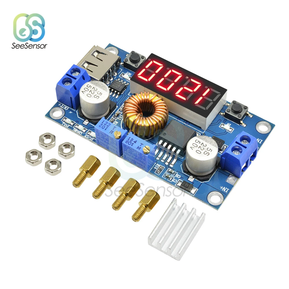 DC-DC 5A Digital LED Drive Lithium Battery Charger Module Adjustable CC/CV USB Step Down Buck Converter Voltmeter Ammeter