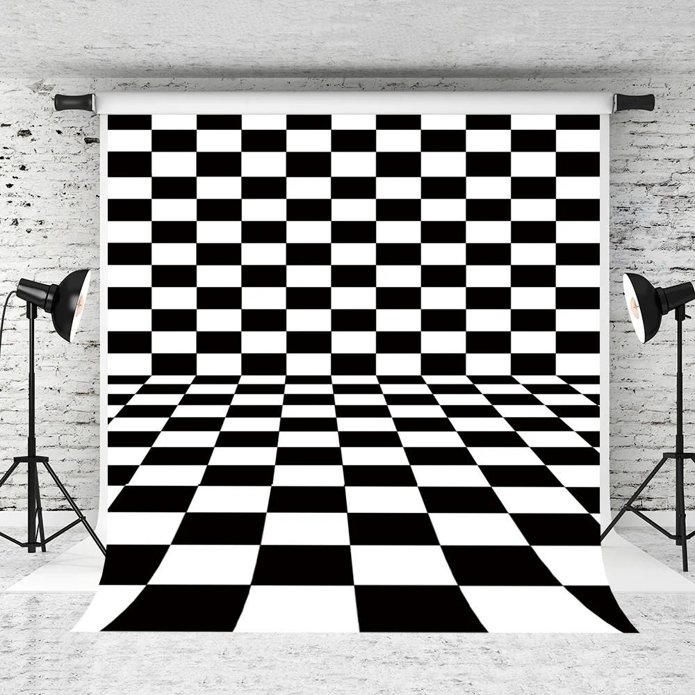 

VinylBDS Black White Black Photography Backdrop White Square Box Studio Backdrops Photo Children Art Photo Background