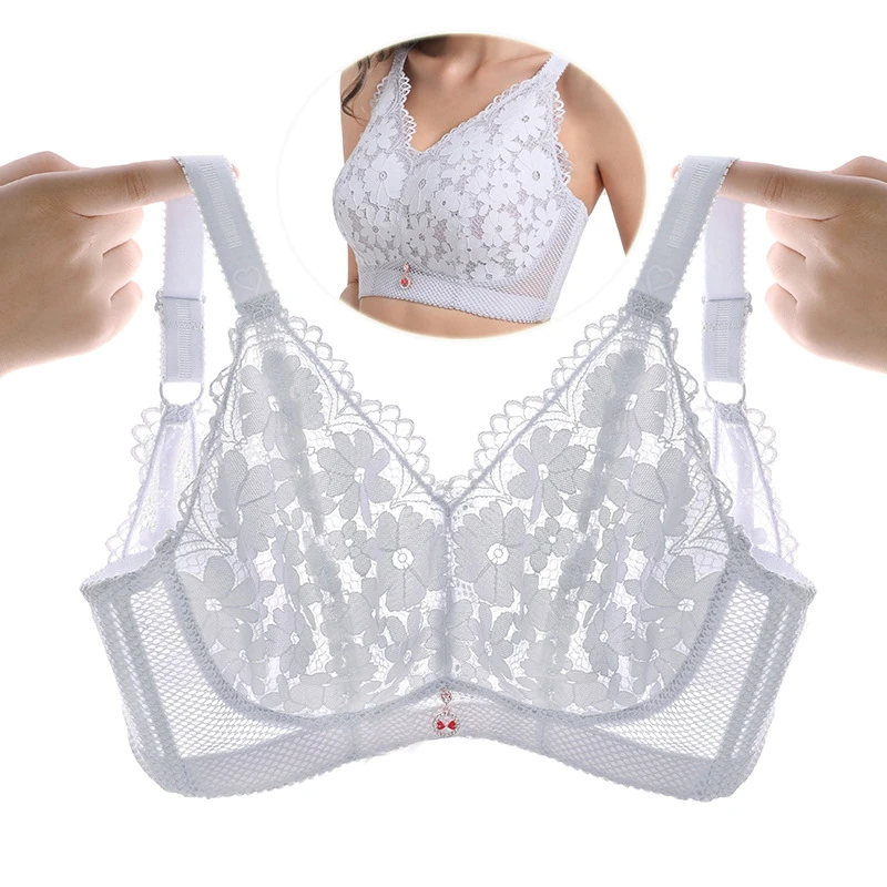 No Rims Sexy Lingeries Women Bras Big Size Plus Size 120EF 52EF Breathable Thin Hollow Crystal Cup Lace Women\'s Underwear