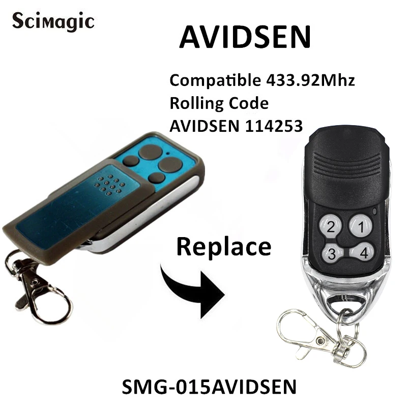 Controle remoto para avidsen 114253, abridor de porta de garagem compatível com avidsen 104250 104251 104250 red 104257 104350 654250 433mhz
