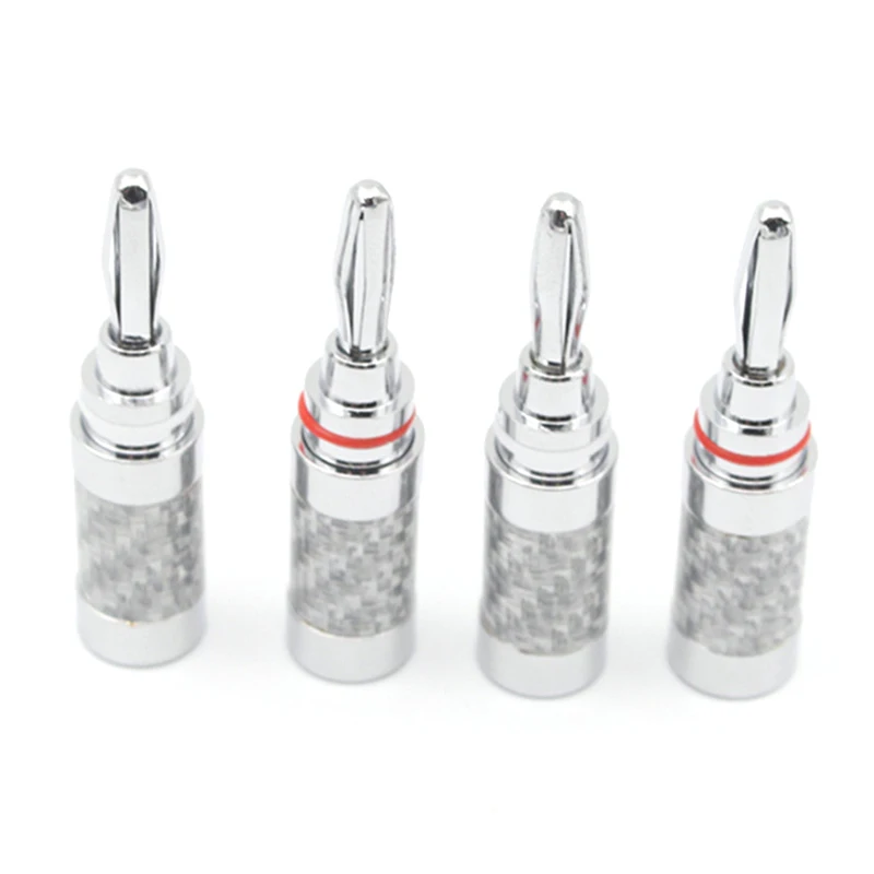 Hifi 2020New 4PCS Copper Speaker Screw Carbon Fiber Rhodium Plating Plug Banana Connector Carbon Fiber Banana Jack Adapter