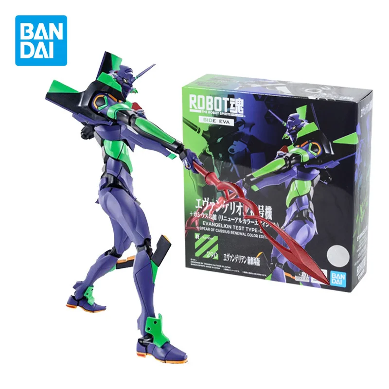 Bandai Robot Soul Anime Evangelion Action Figures Evangelion Test Type 01 Spear of Cassius Renewal Color Edition EVA Kids Toys