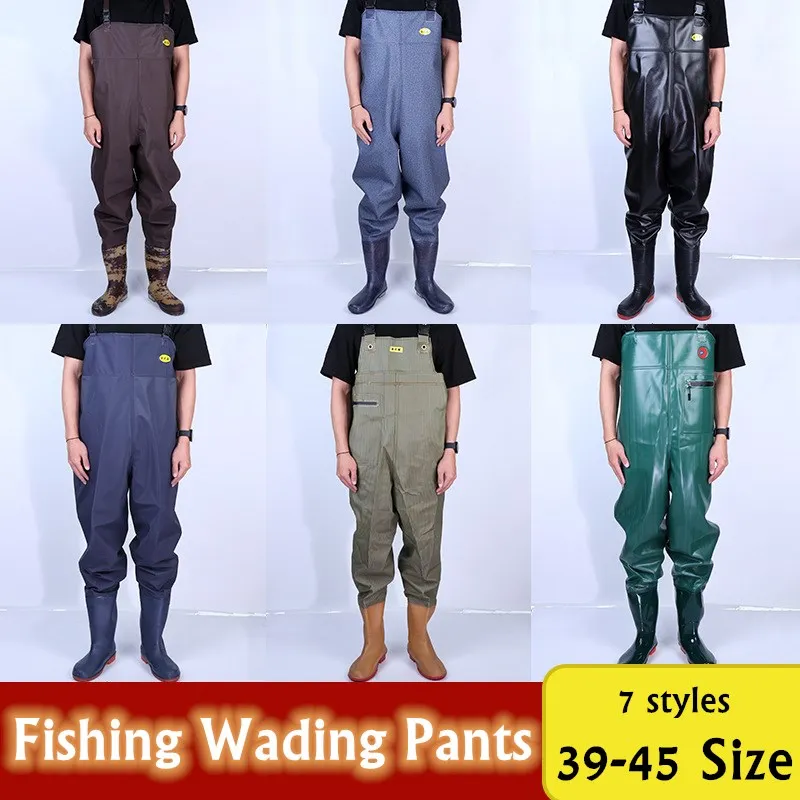 Thicken PVC Waterproof Jumpsuits Wading Pants Men Outdoor Non-slip Wear-resisting Fishing Pants Full Body Water Pants Rain Boots