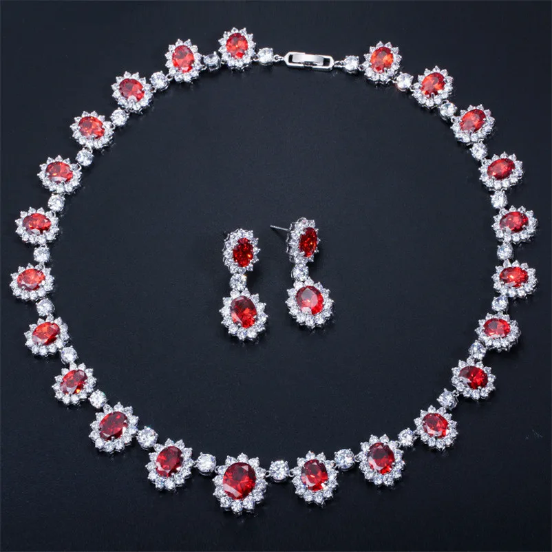 CC Women's Necklace Earrings Temperament Jewelry Sets Round Crystal Brides Hot Selling Wendding Anniversary Jewelry Set  T0107