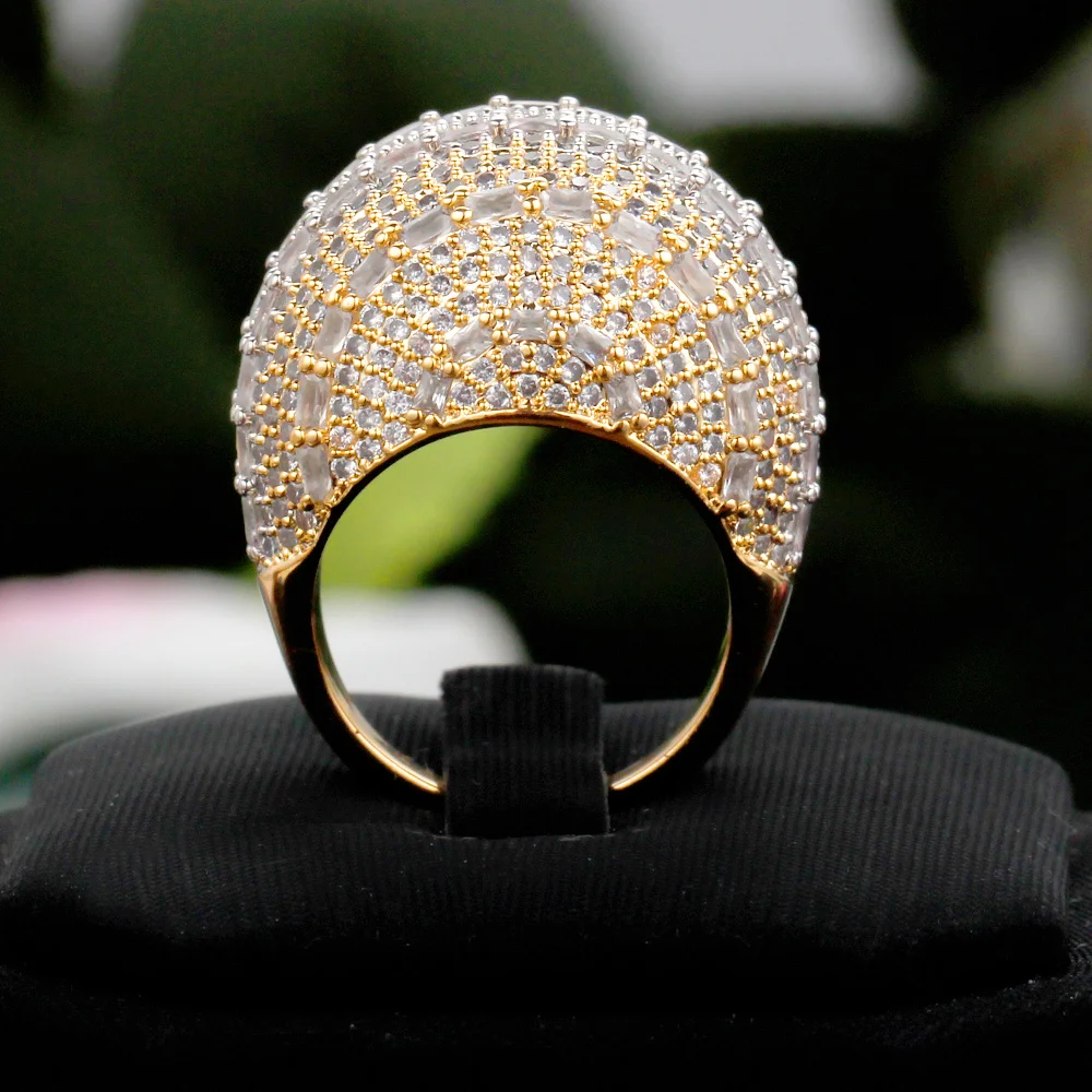 Bride Talk Luxury Jewelry Big Wedding Rings Full Micro Pave Cubic Zirconia Dubai Bridal Popular Jewellery For Engagement Party