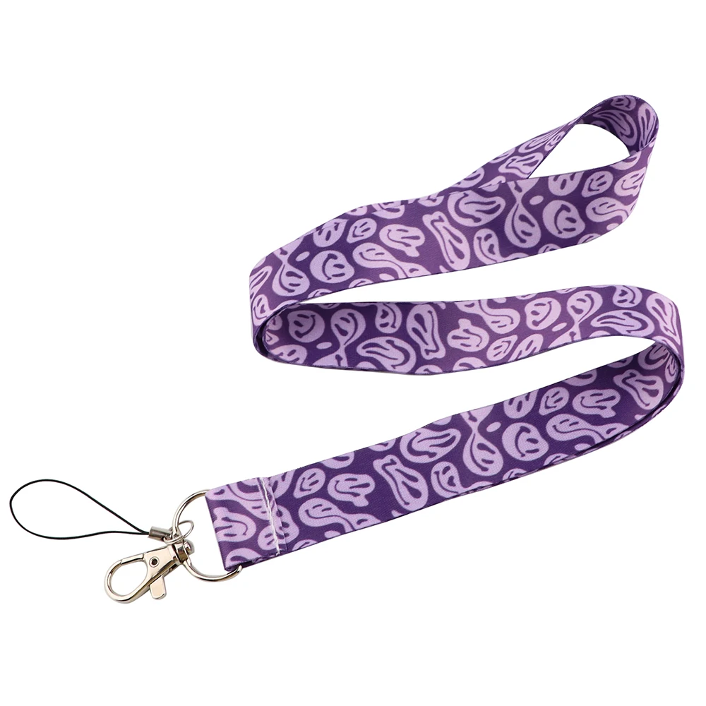 CB1167 Trippy Face Purple Lanyard For Keys Mobile Phone Hanging Rope USB ID Card Badge Holder Keychain DIY Lanyards